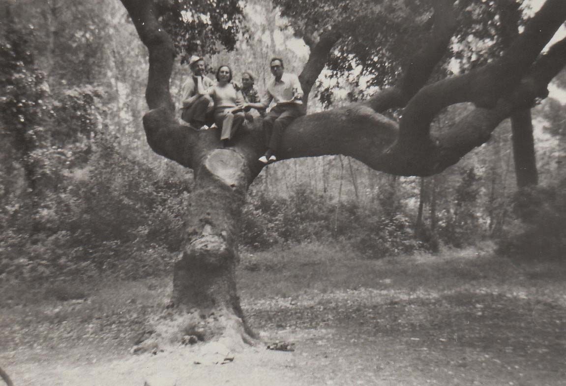 1971 Alzina de la Pineda. El Joan i la Rossita de cal Miqueló amb familiars.jpg